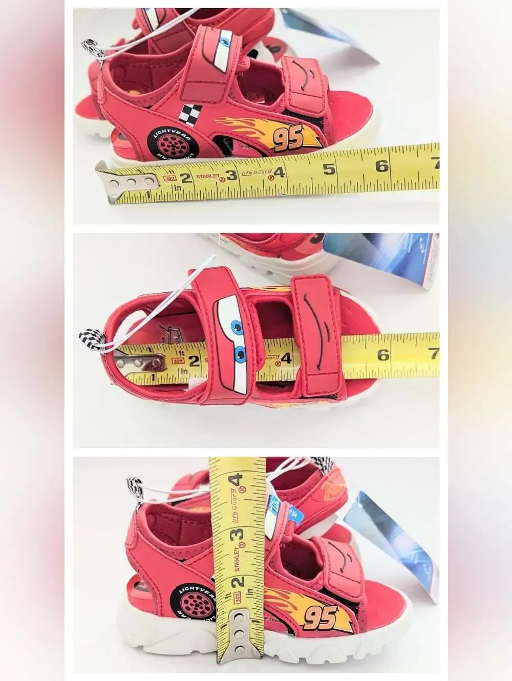 NWT Cars Lightning McQueen Kids (Size 6) Light-Up Sandals w/Velcro Open/Close